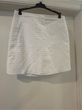 Mario Serrani White Textured Mini Skirt